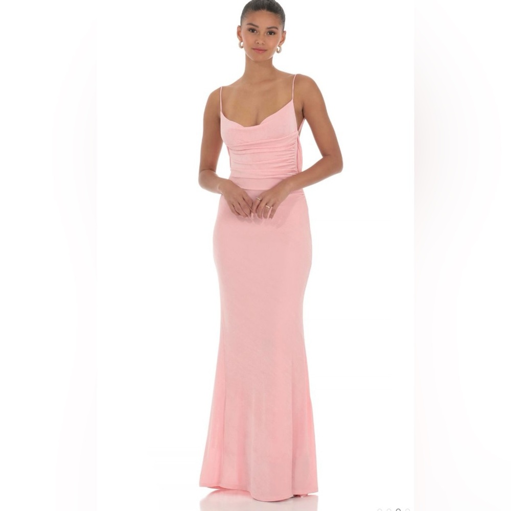 Brand new with tags Lucy in the Sky Lace Open Back Maxi Dress in Pink Size Small